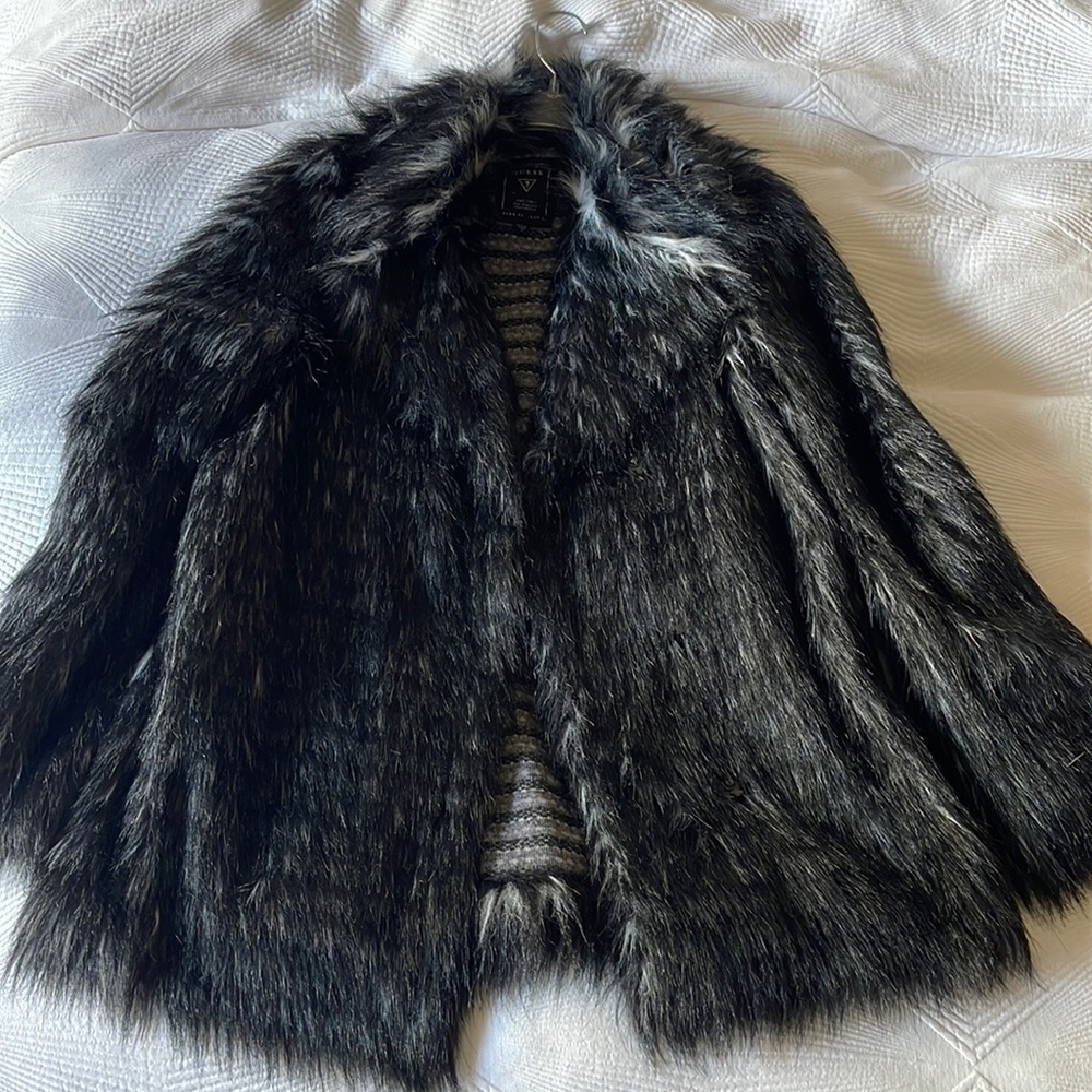 Faux-Fur Black and White Jacket - Size SM